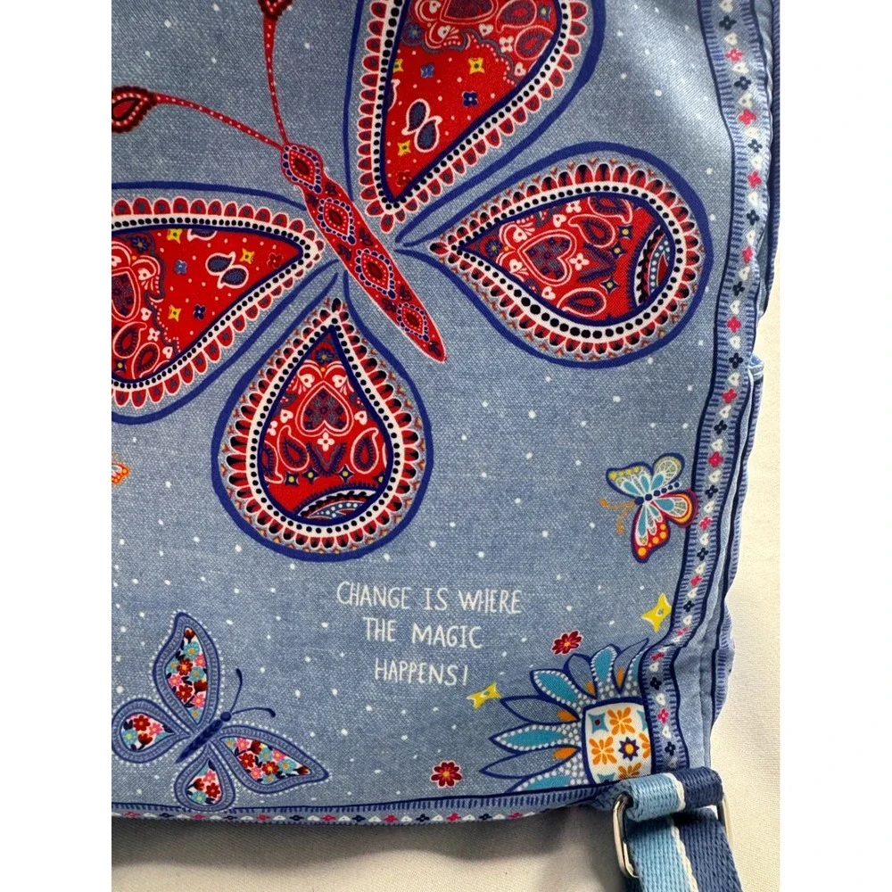 Brighton Love Blue Paisley Bandana Print Canvas Backpack Bag Floral Heart